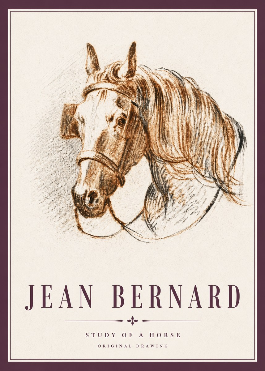 Jean Bernard Study of a Horse V No5 - Poster