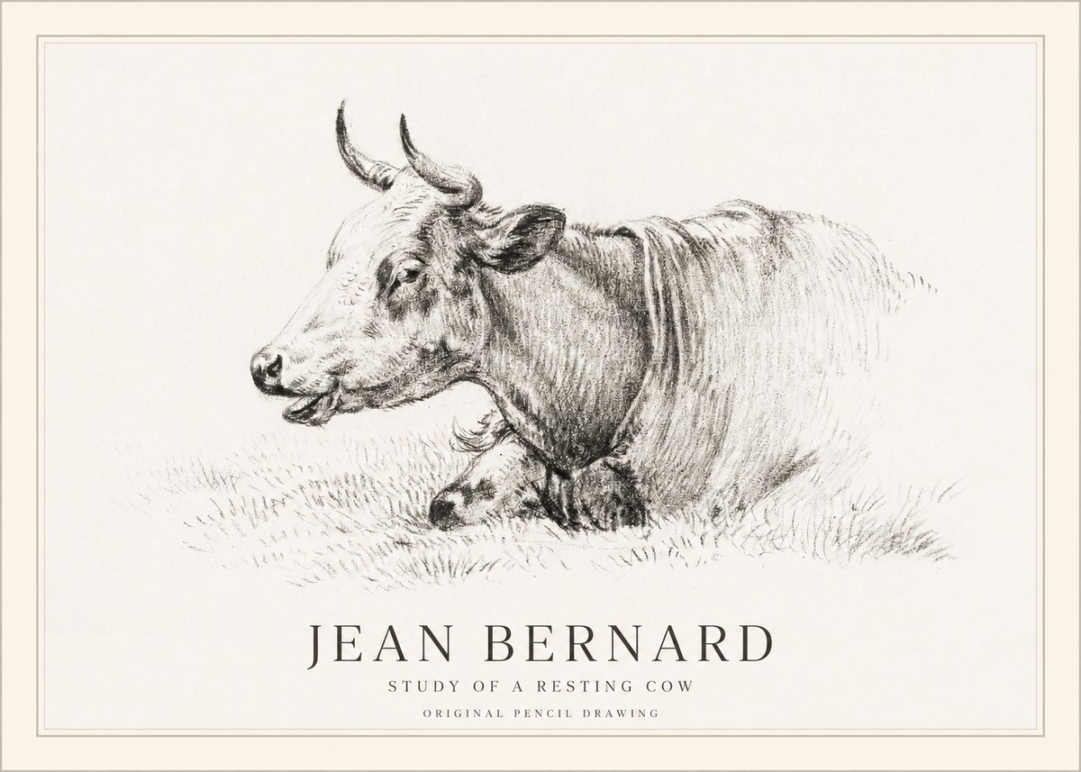 Jean Bernard Study of a Resting Cow IV No1 - Poster