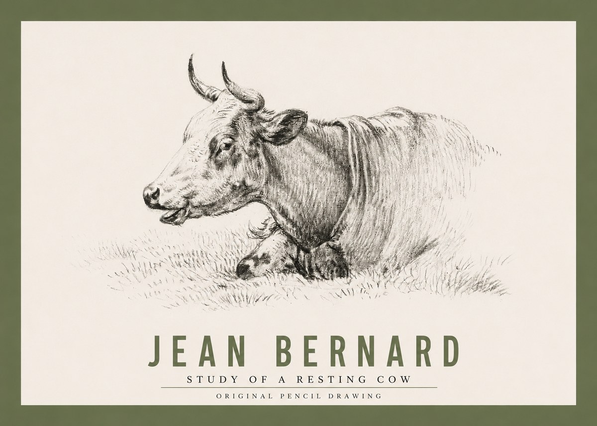 Jean Bernard Study of a Resting Cow IV No2 - Poster