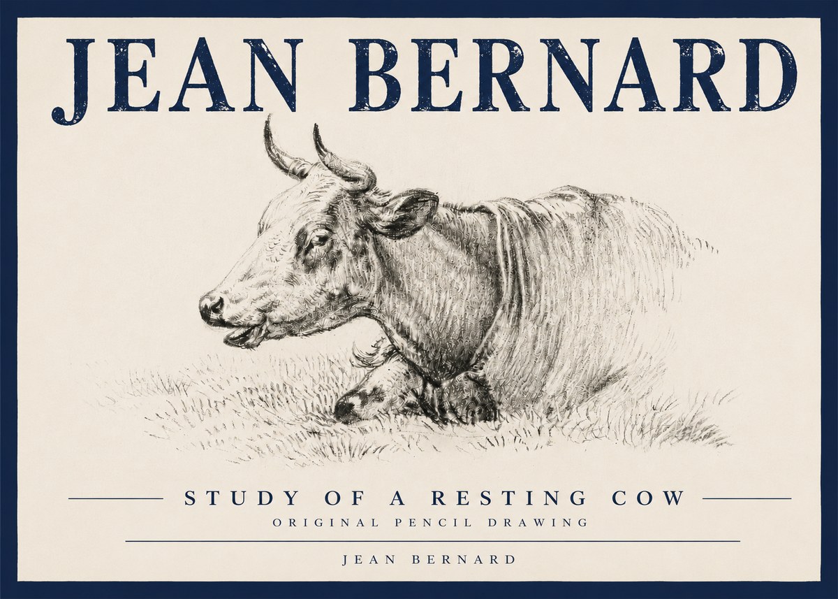 Jean Bernard Study of a Resting Cow IV No4 - Poster