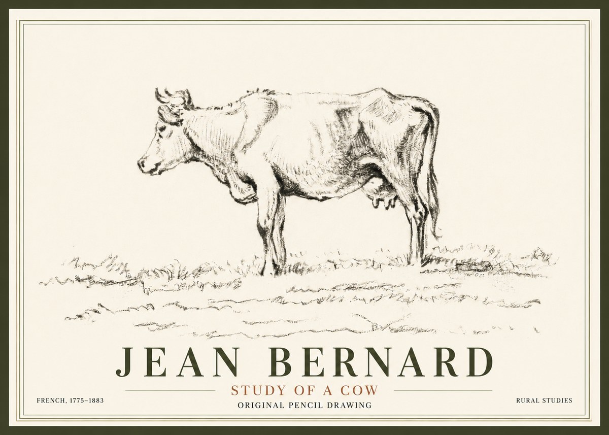 Jean Bernard Study of a Cow III No5 - Poster