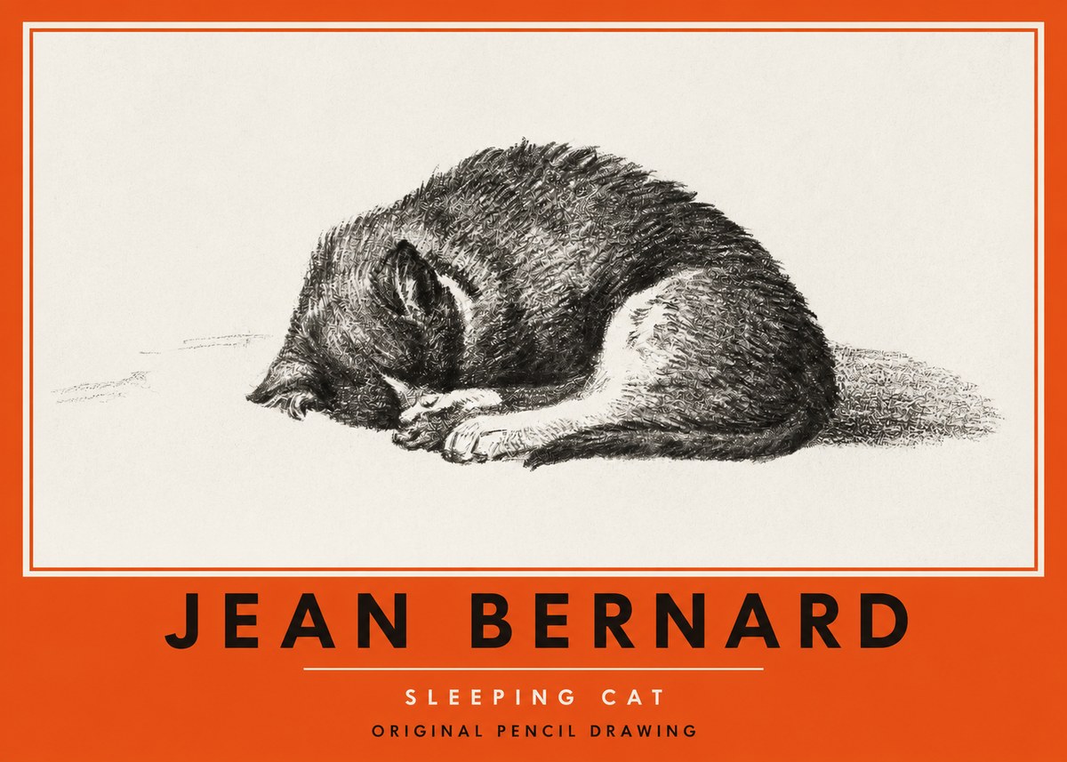 Jean Bernard Sleeping Cat III No2 - Poster