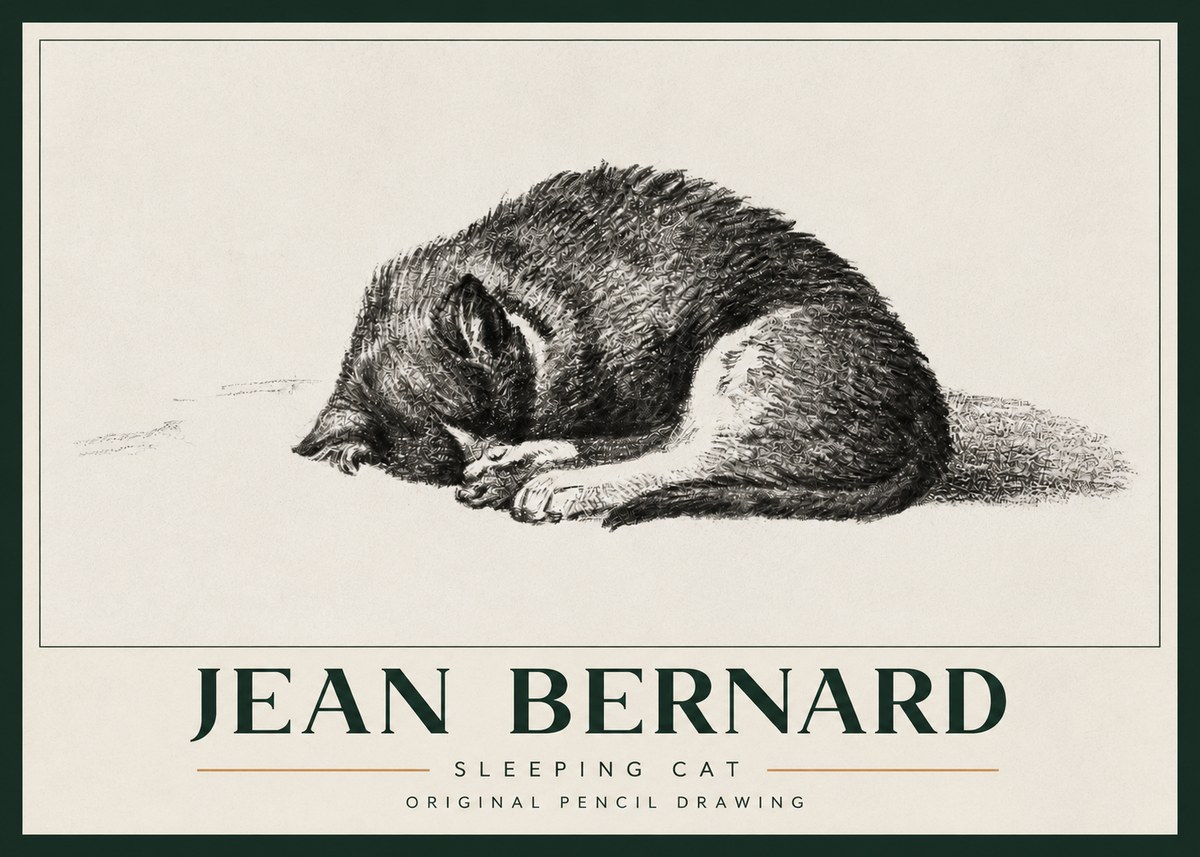 Jean Bernard Sleeping Cat III No3 - Poster