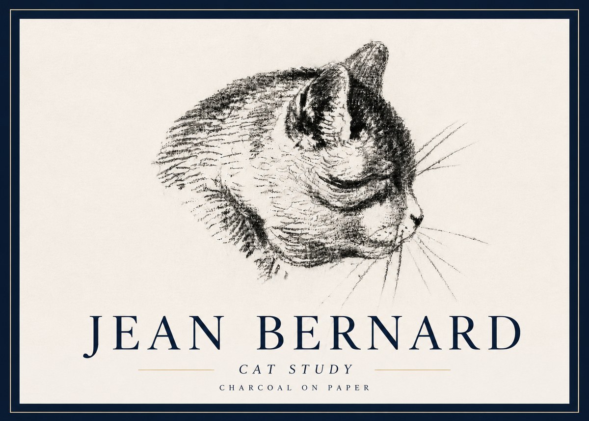 Jean Bernard Cat Study IV No6 - Poster