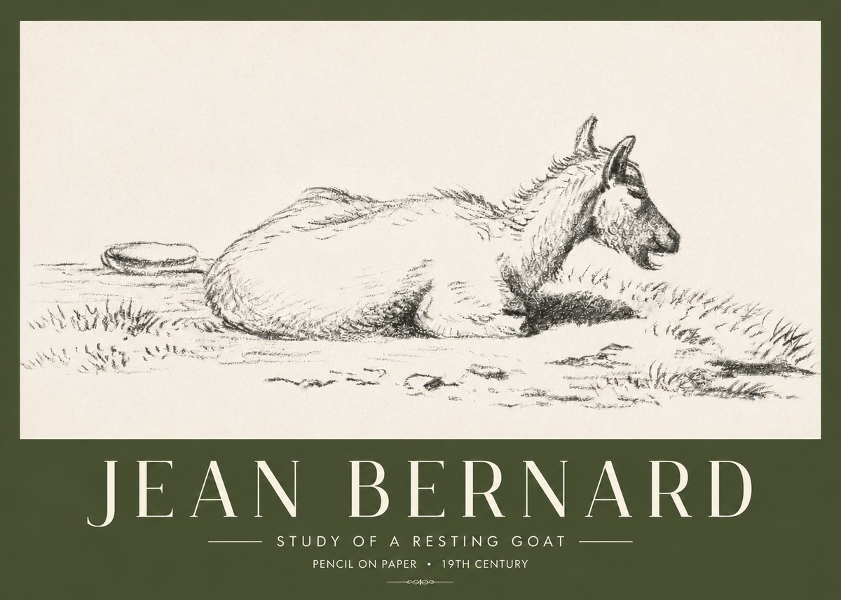 Jean Bernard Study of a Resting Goat No4 - Poster