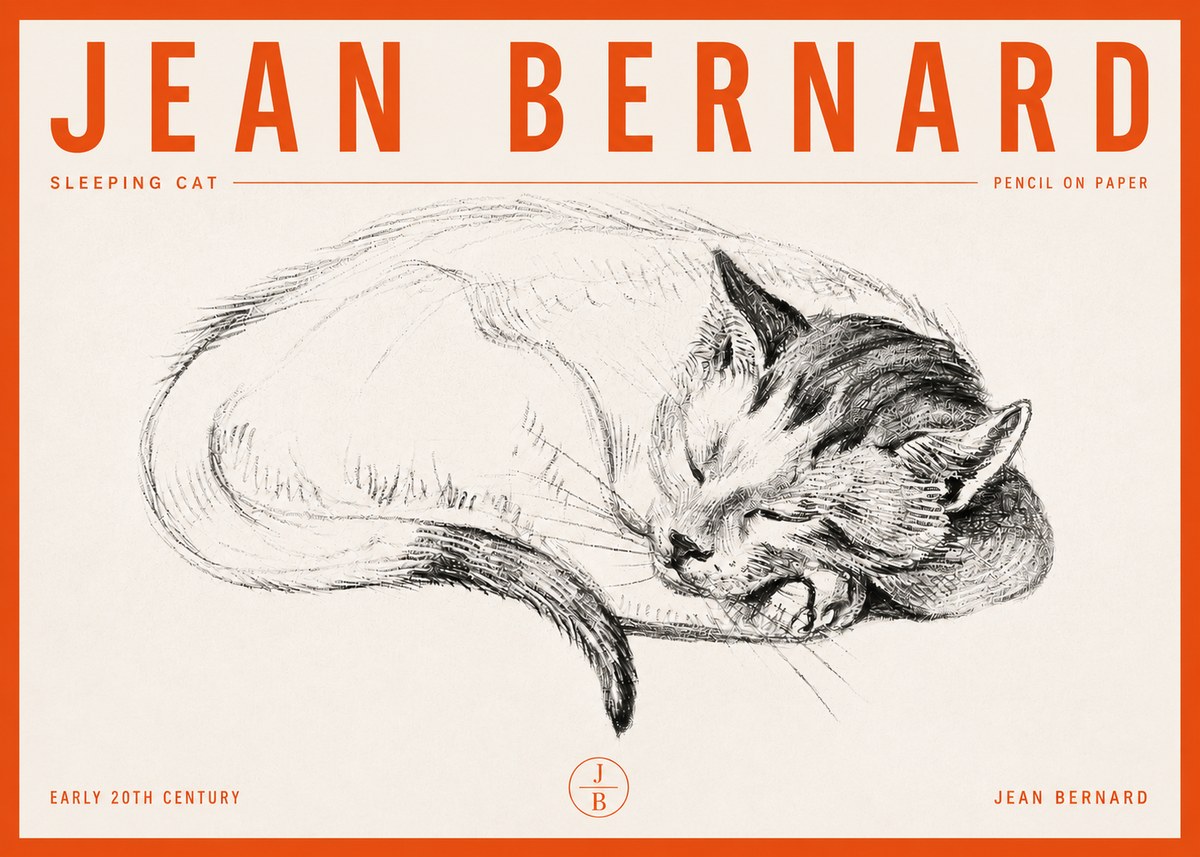 Jean Bernard Sleeping Cat IV No6 - Poster