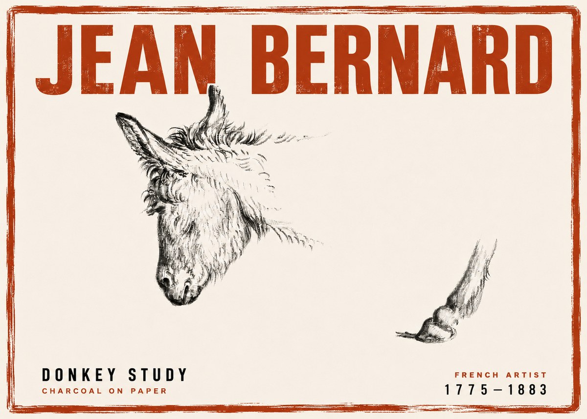 Jean Bernard Study of a Donkey II No4 - Poster