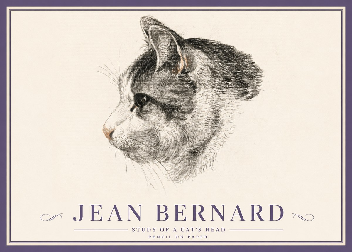 Jean Bernard Cat Study, Profile No5 - Poster
