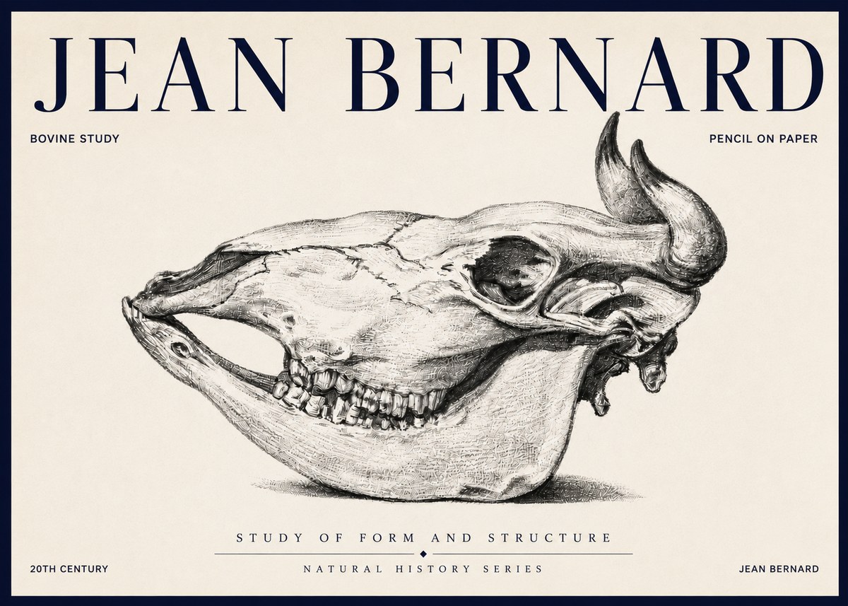 Jean Bernard Bovine Skull Study No6 - Poster