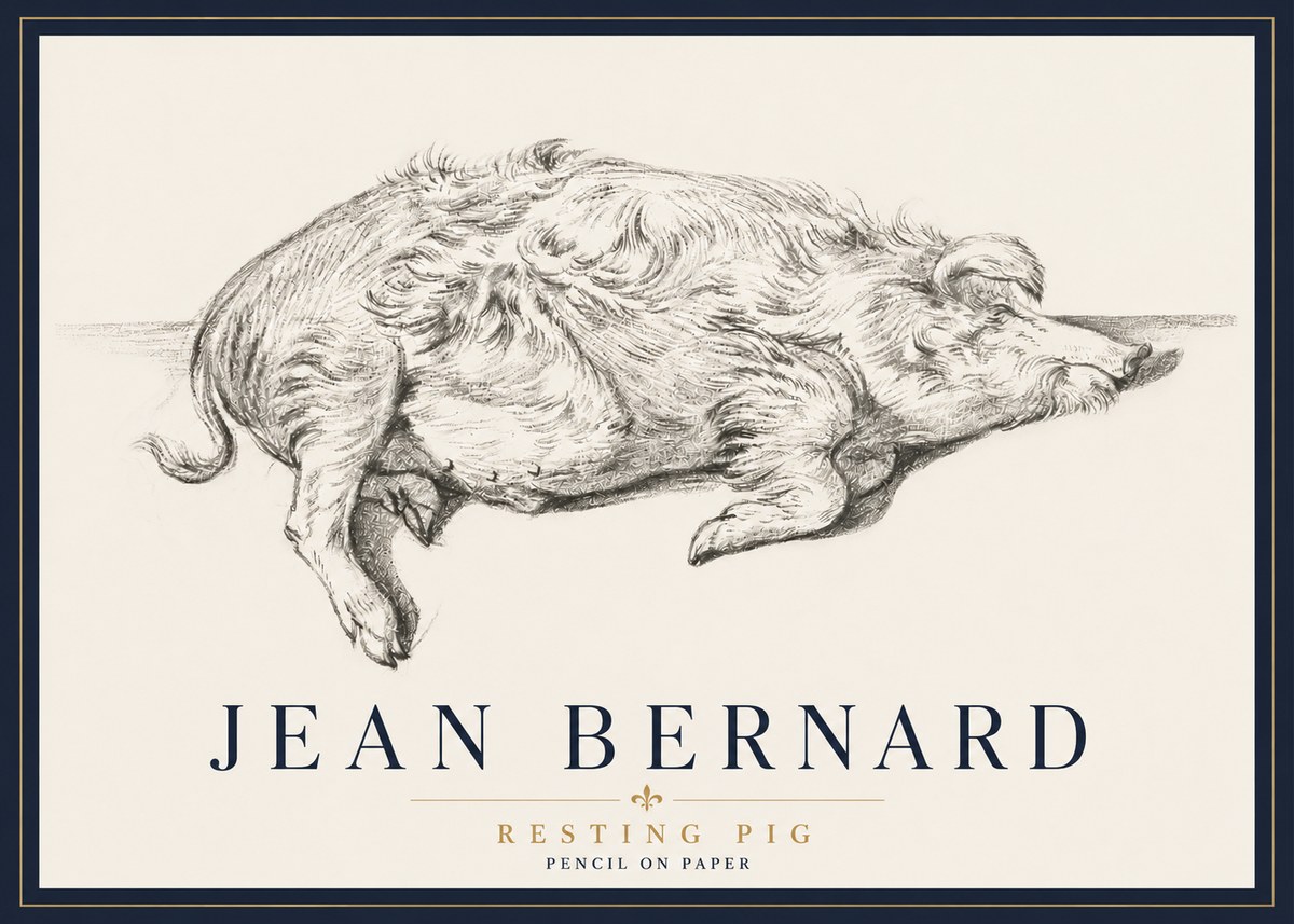 Jean Bernard Study of a Pig I No6 - Poster