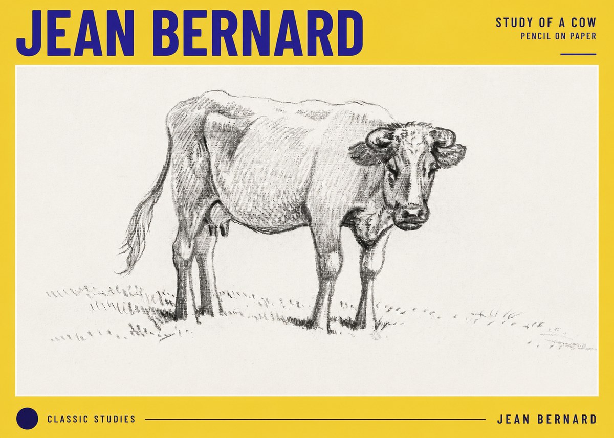 Jean Bernard Study of a Cow V No6 - Poster