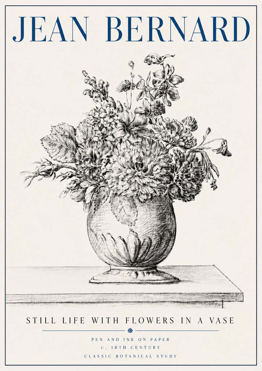 Jean Bernard Floral Composition in a Vase No6 - Poster