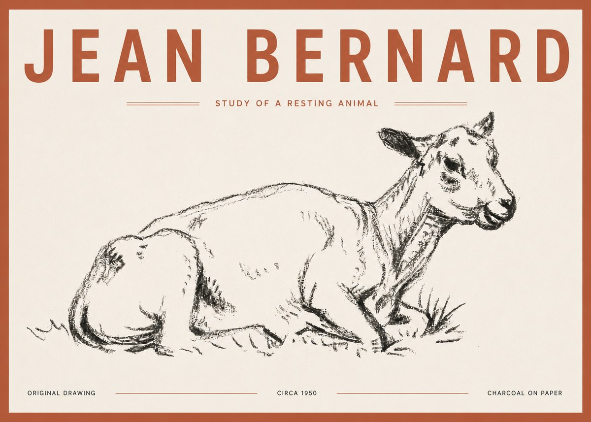 Jean Bernard Study of a Resting Animal No5 - Poster