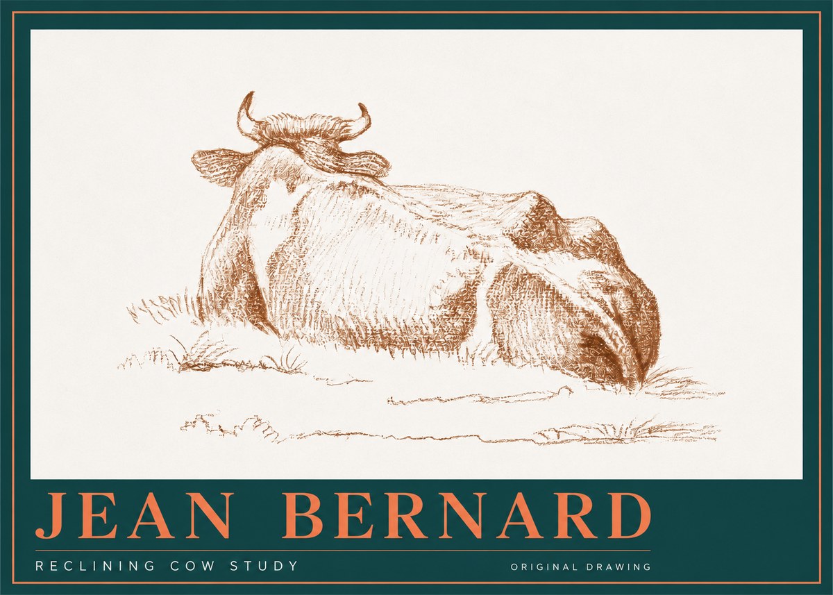 Jean Bernard Reclining Cow Study No2 - Poster