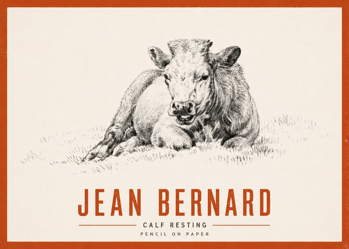 Jean Bernard Calf Resting No2 - Poster
