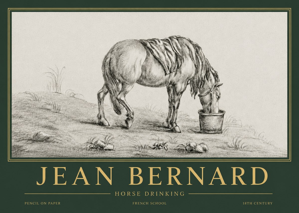 Jean Bernard Horse Drinking No4 - Poster