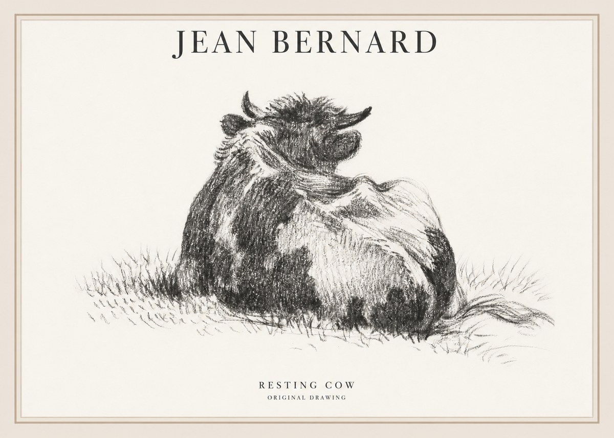 Jean Bernard Resting Highland Cow No6 - Poster
