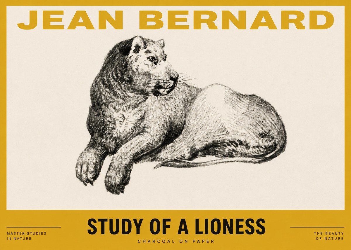 Jean Bernard Lying Lioness No4 - Poster