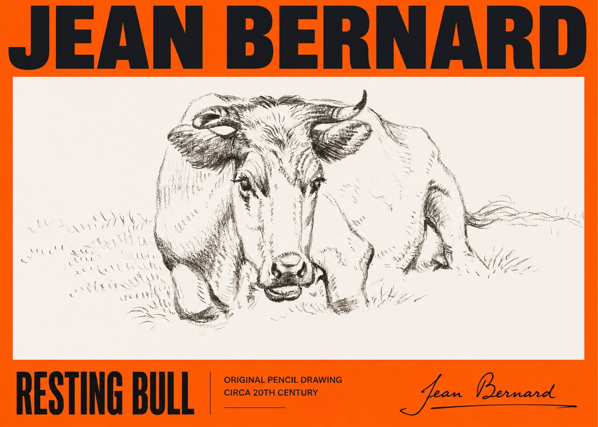 Jean Bernard Resting Cow II No5 - Poster