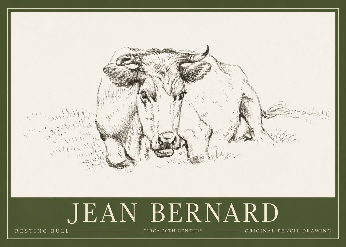 Jean Bernard Resting Cow II No6 - Poster