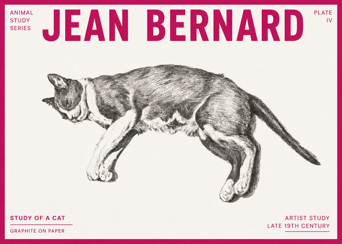 Jean Bernard Cat Study VII No6 - Poster