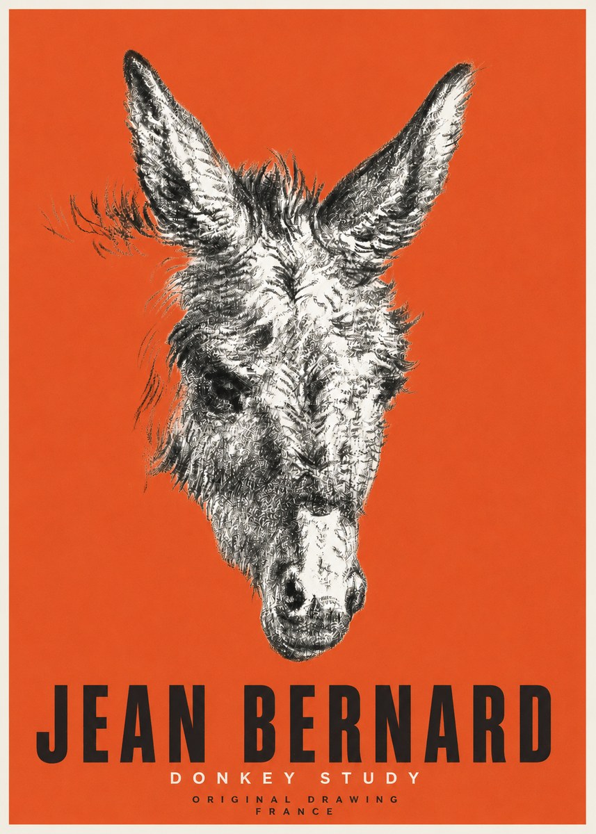 Jean Bernard Donkey Study IV No2 - Poster