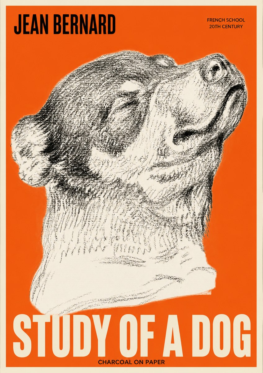 Jean Bernard Study of a Dog III No2 - Poster