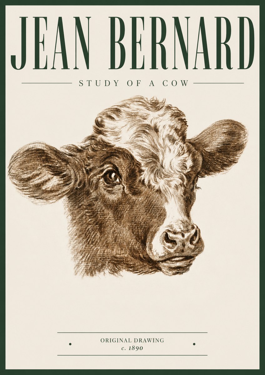Jean Bernard Study of a Cow VIII No5 - Poster