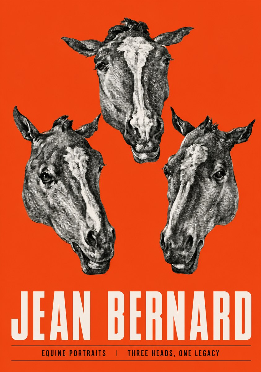 Jean Bernard Three Studies of a Horse No3 - Poster