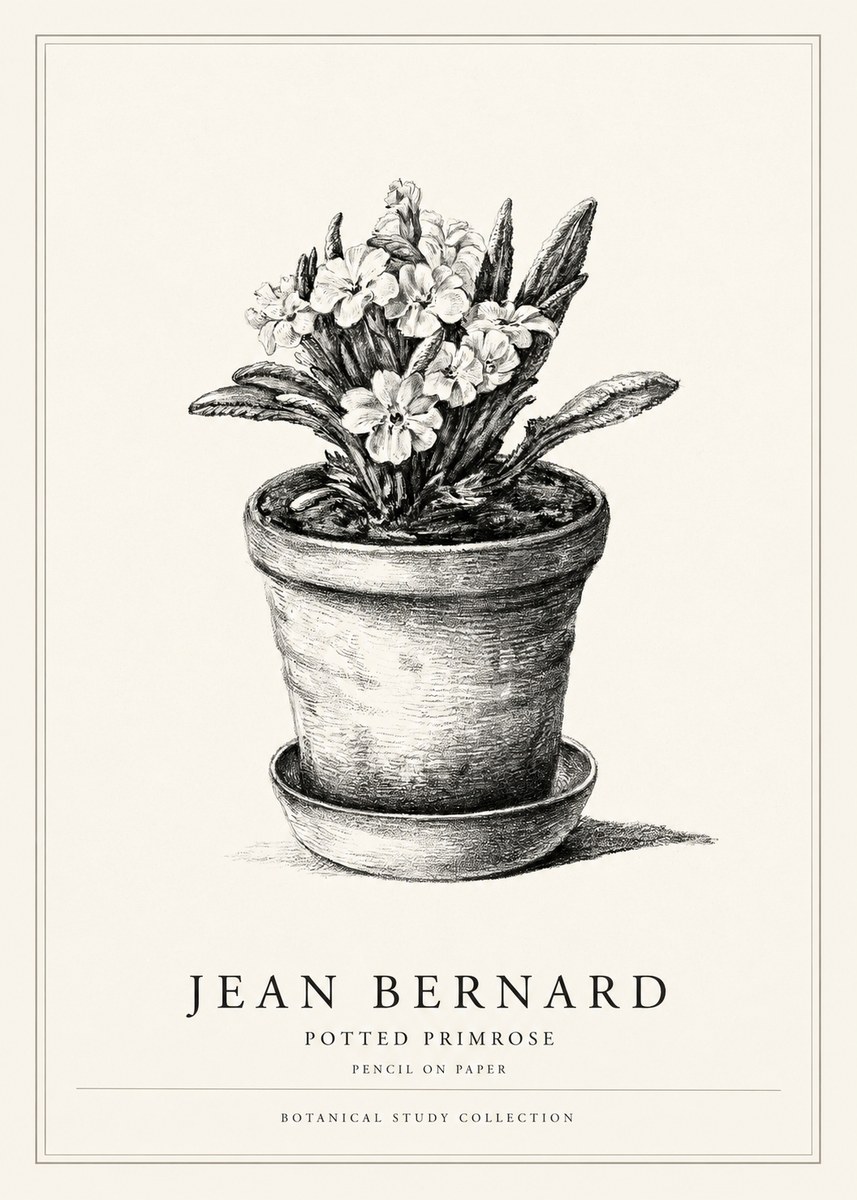 Jean Bernard Potted Primrose No1 - Poster