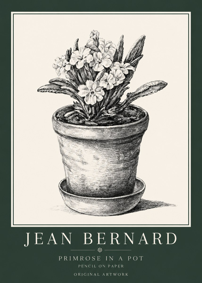 Jean Bernard Potted Primrose No4 - Poster