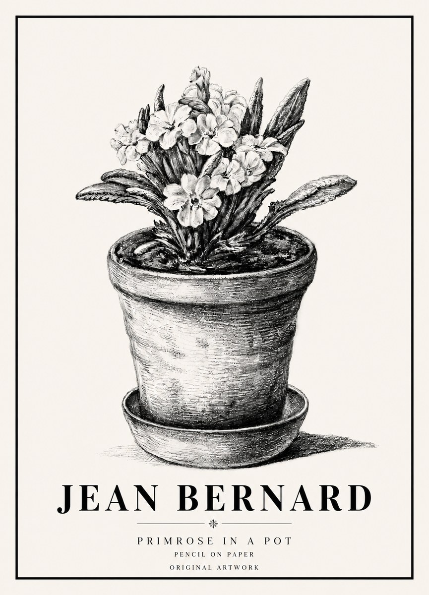 Jean Bernard Potted Primrose No6 - Poster