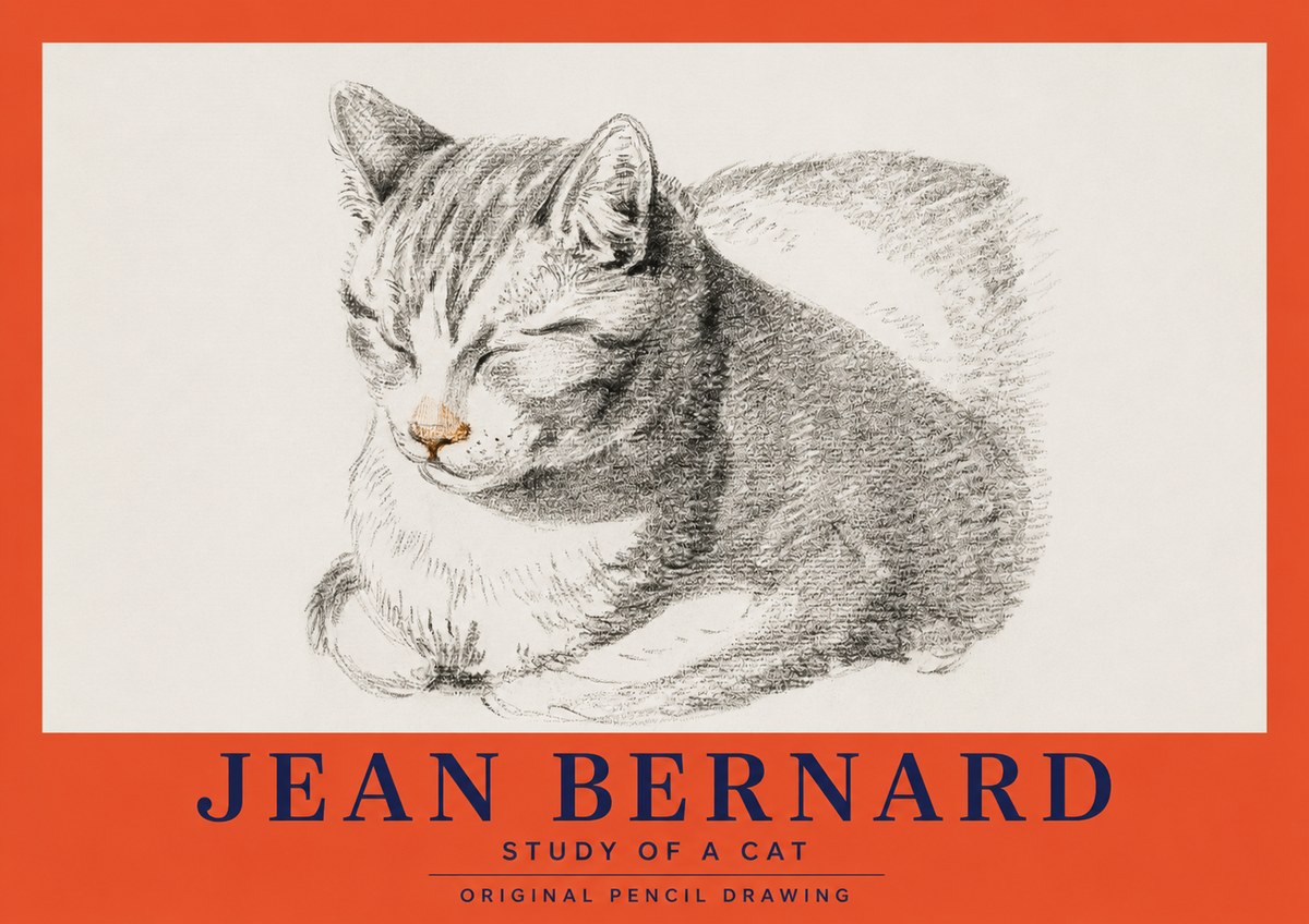 Jean Bernard Sleeping Cat VI No3 - Poster