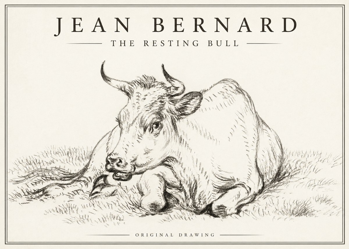 Jean Bernard Study of a Cow, Resting No3 - Poster