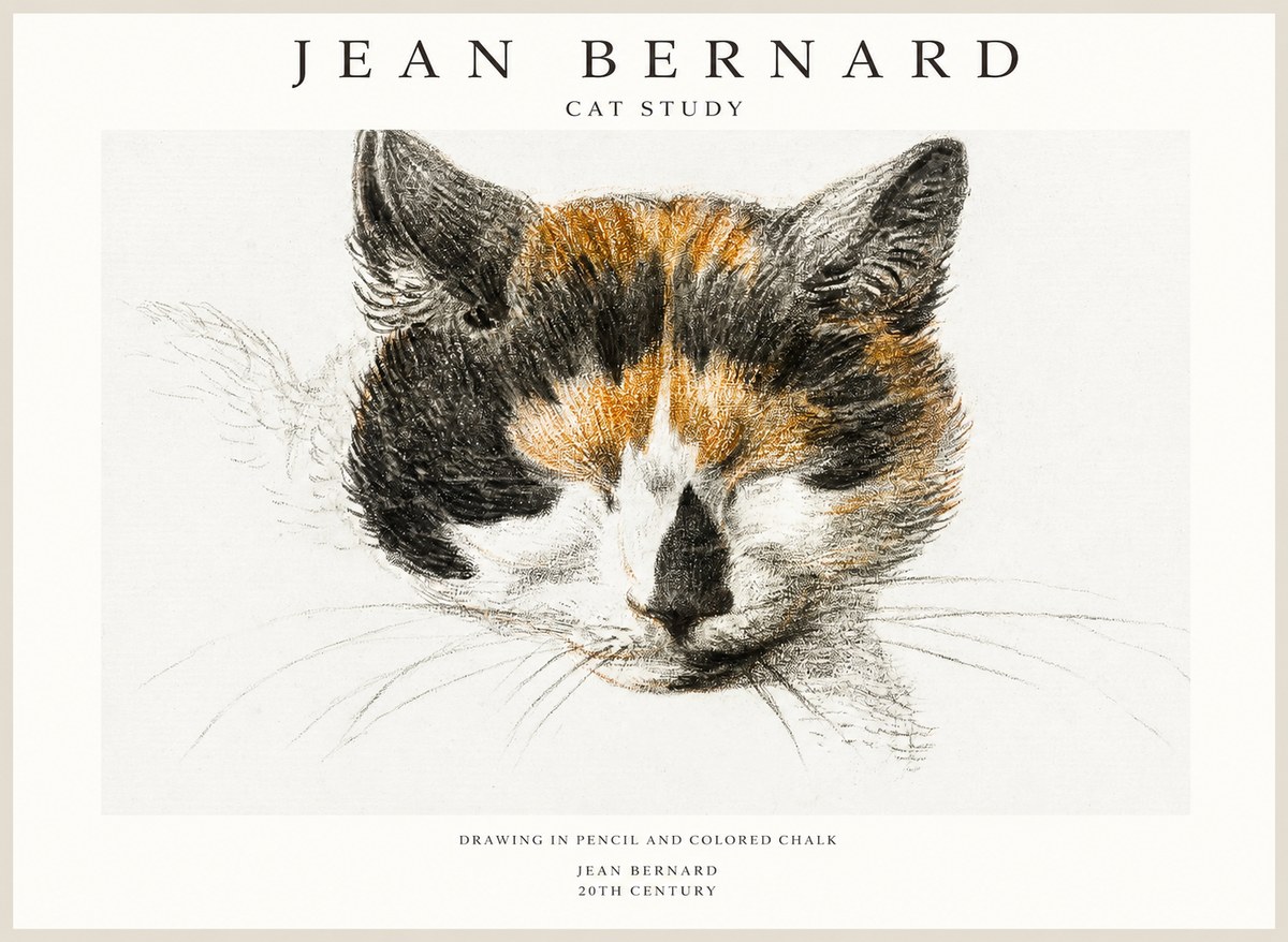 Jean Bernard Cat Study VIII No1 - Poster