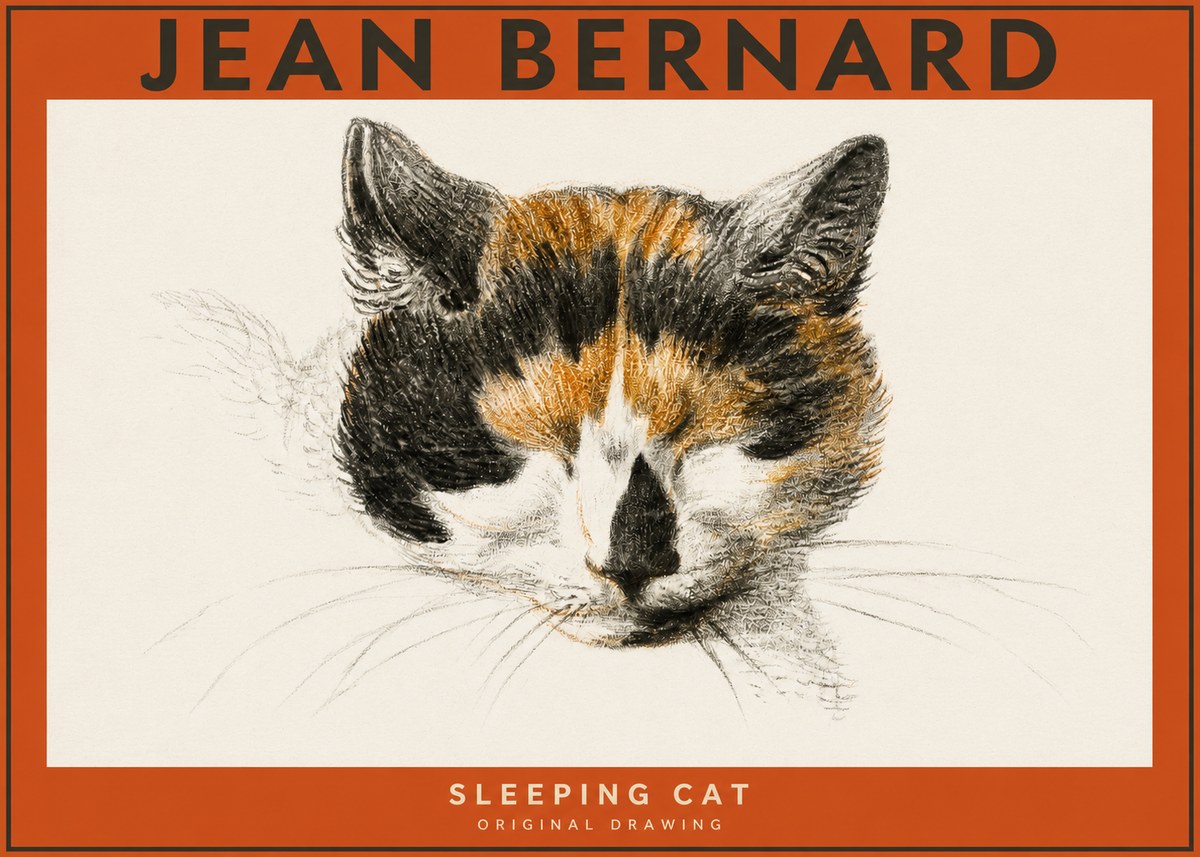 Jean Bernard Cat Study VIII No5 - Poster