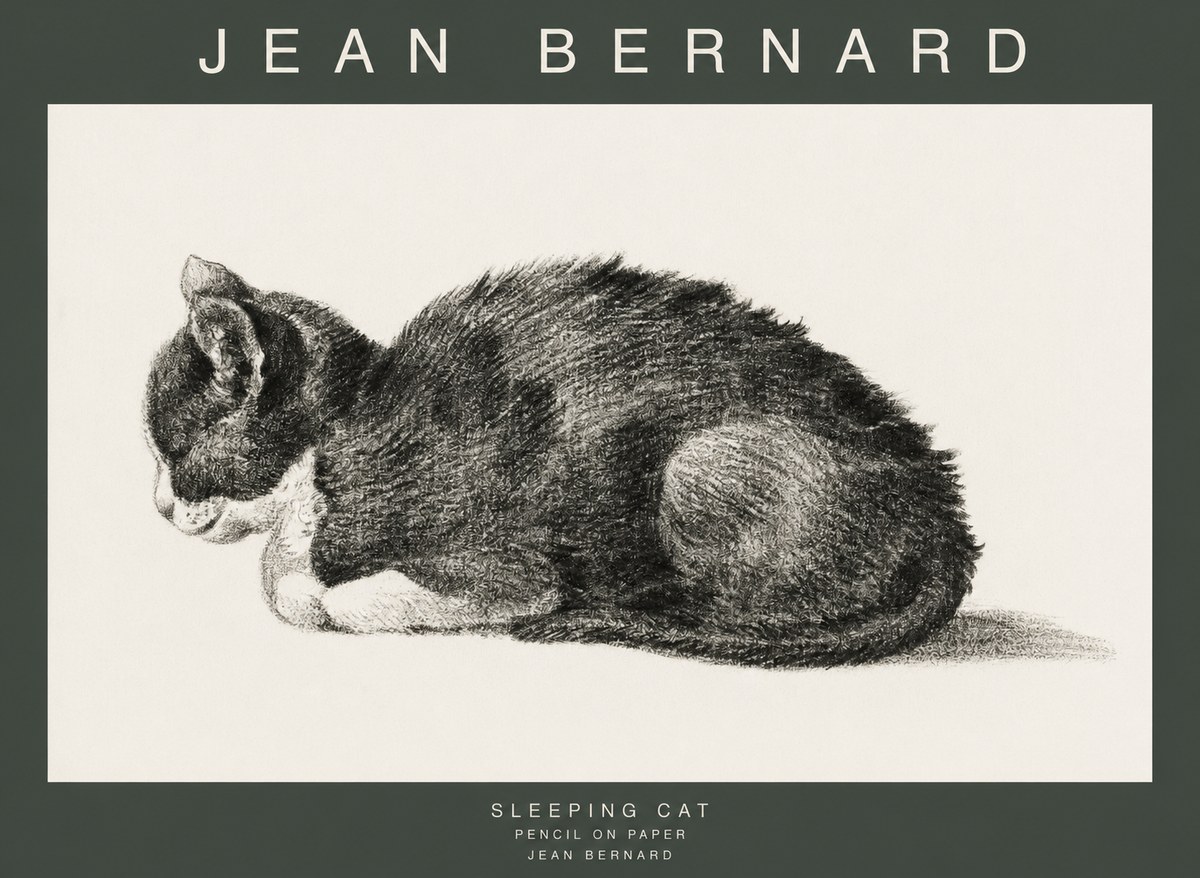 Jean Bernard Sleeping Cat VII No1 - Poster