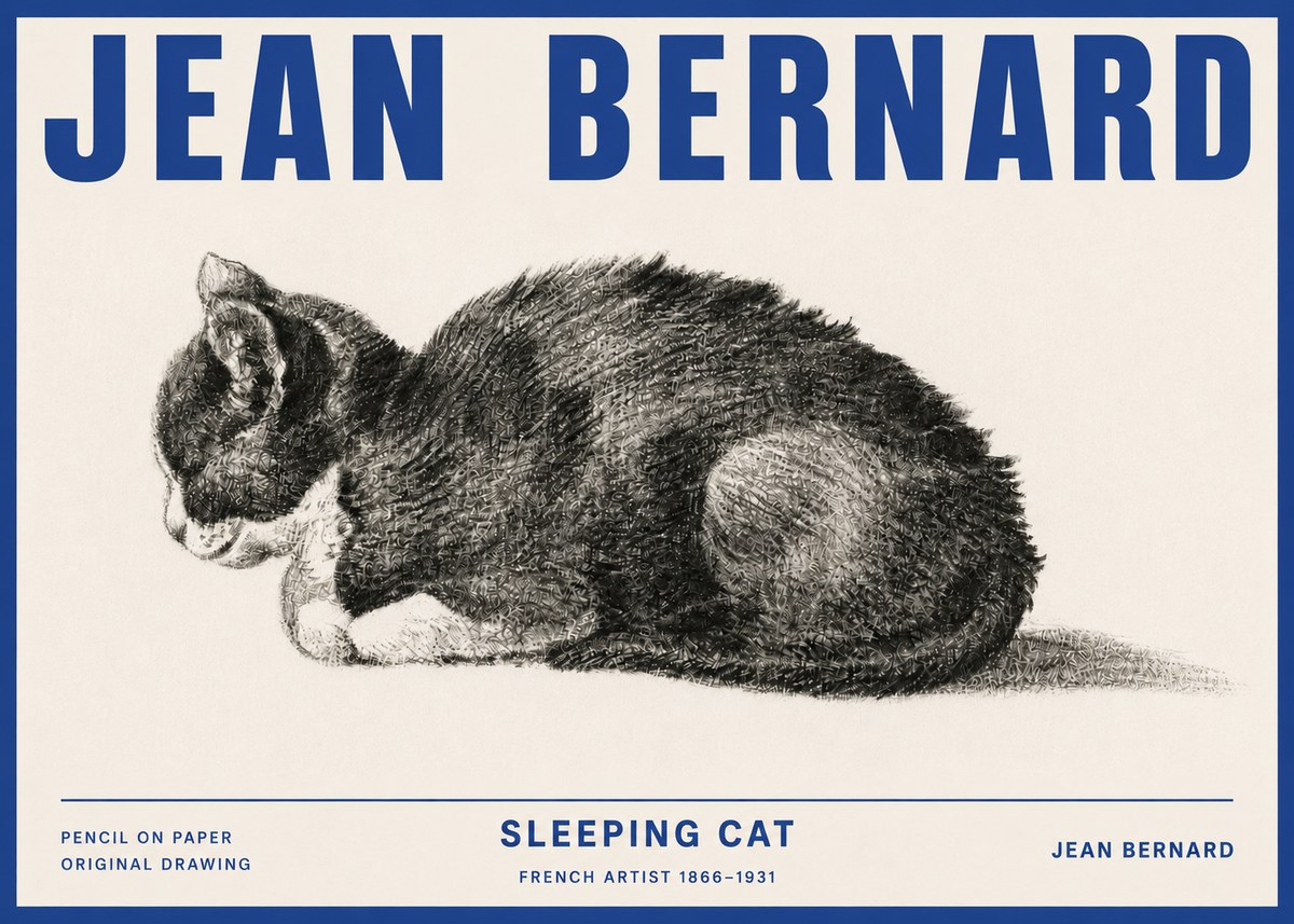 Jean Bernard Sleeping Cat VII No4 - Poster
