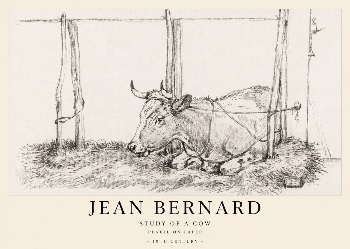 Jean Bernard A Resting Cow No2 - Poster