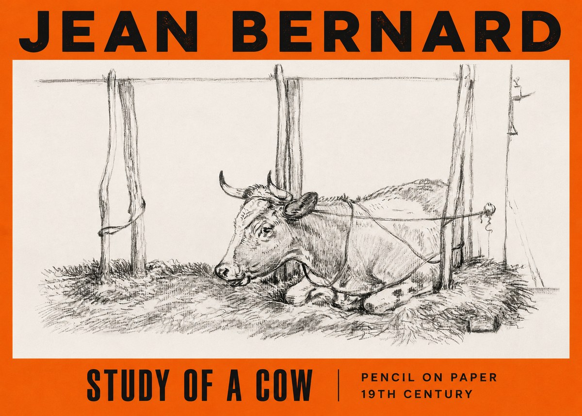 Jean Bernard A Resting Cow No5 - Poster