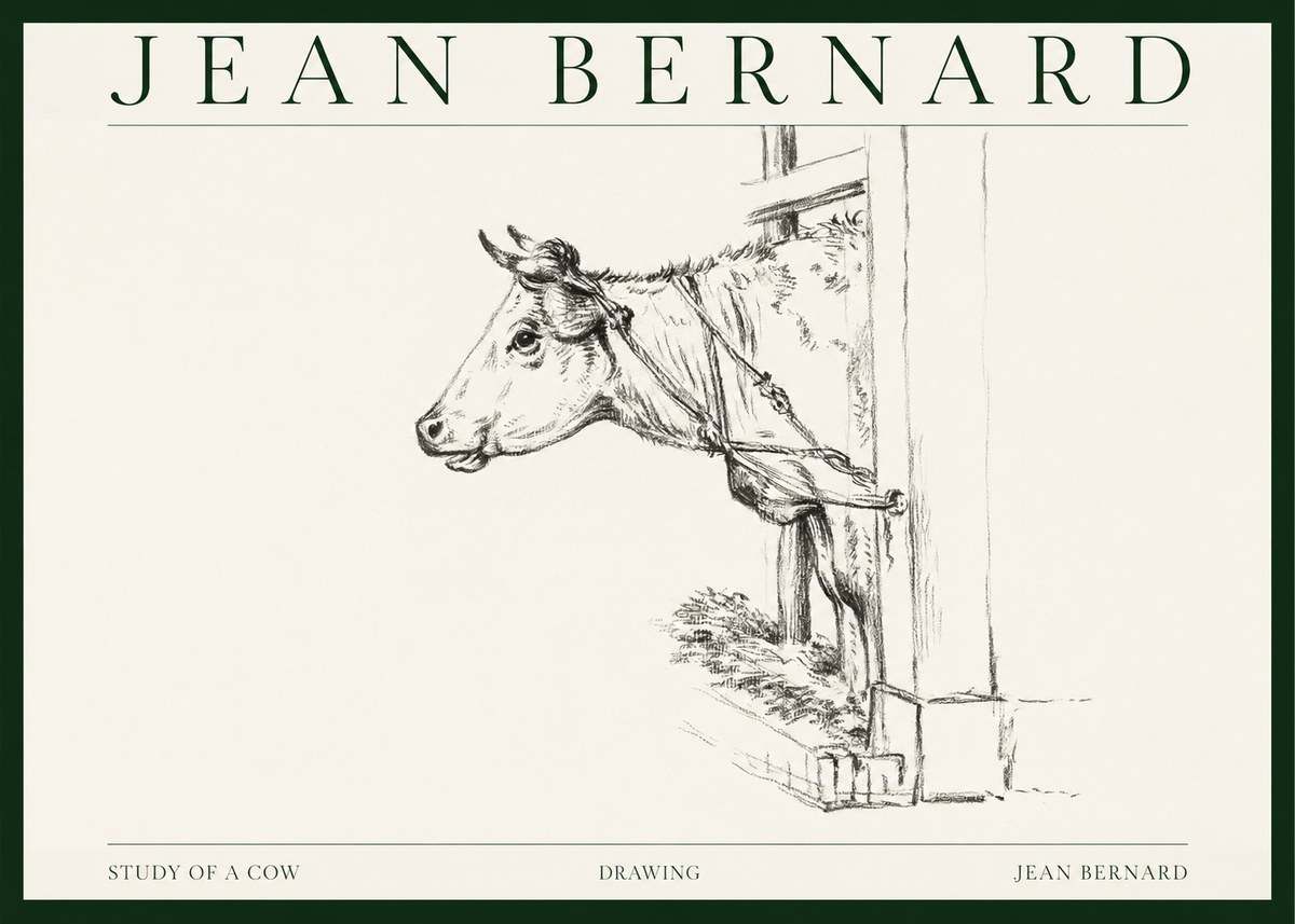 Jean Bernard Study of a Cow X No1 - Poster