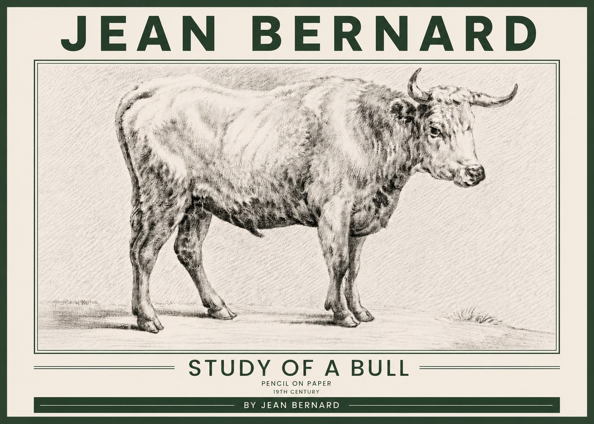 Jean Bernard Study of a Bull IV No5 - Poster