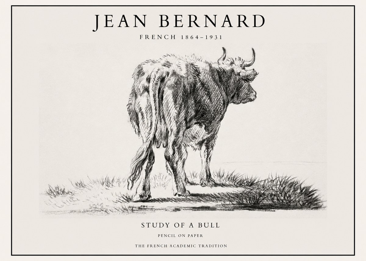 Jean Bernard Study of a Bull V No1 - Poster