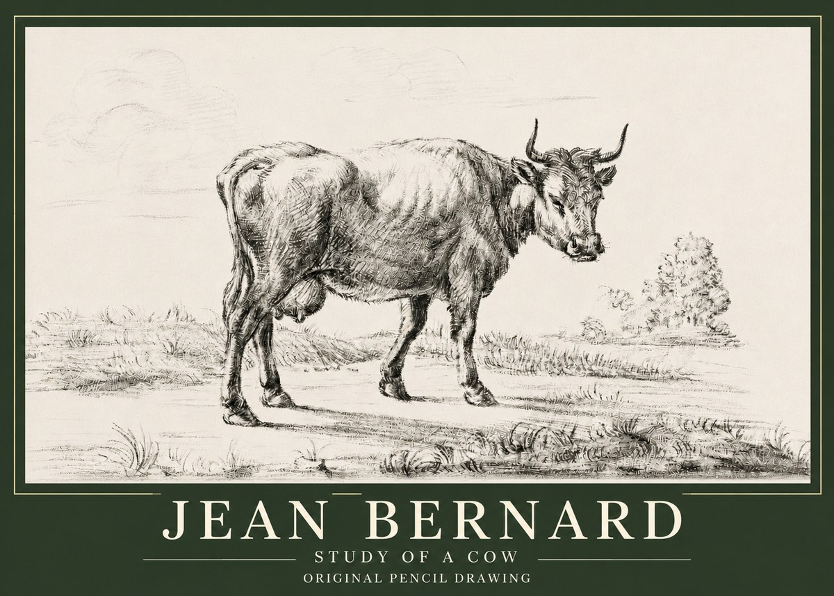 Jean Bernard Study of a Cow XII No3 - Poster