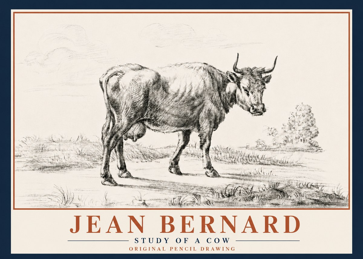 Jean Bernard Study of a Cow XII No5 - Poster