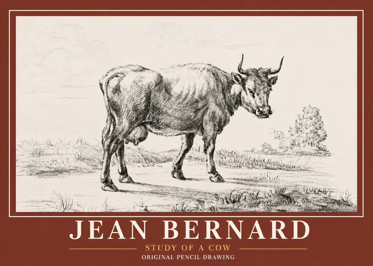 Jean Bernard Study of a Cow XII No6 - Poster