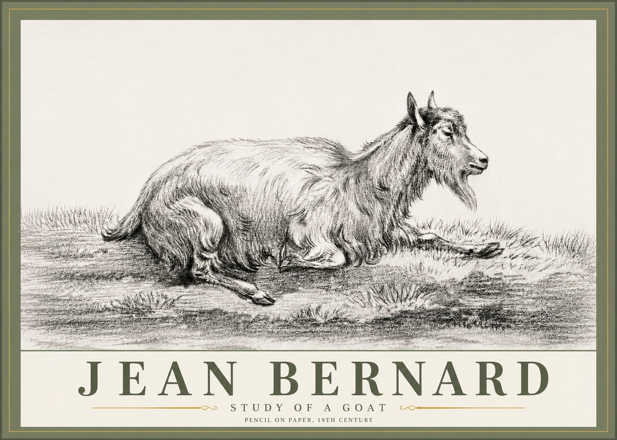 Jean Bernard Study of a Goat V No6 - Poster