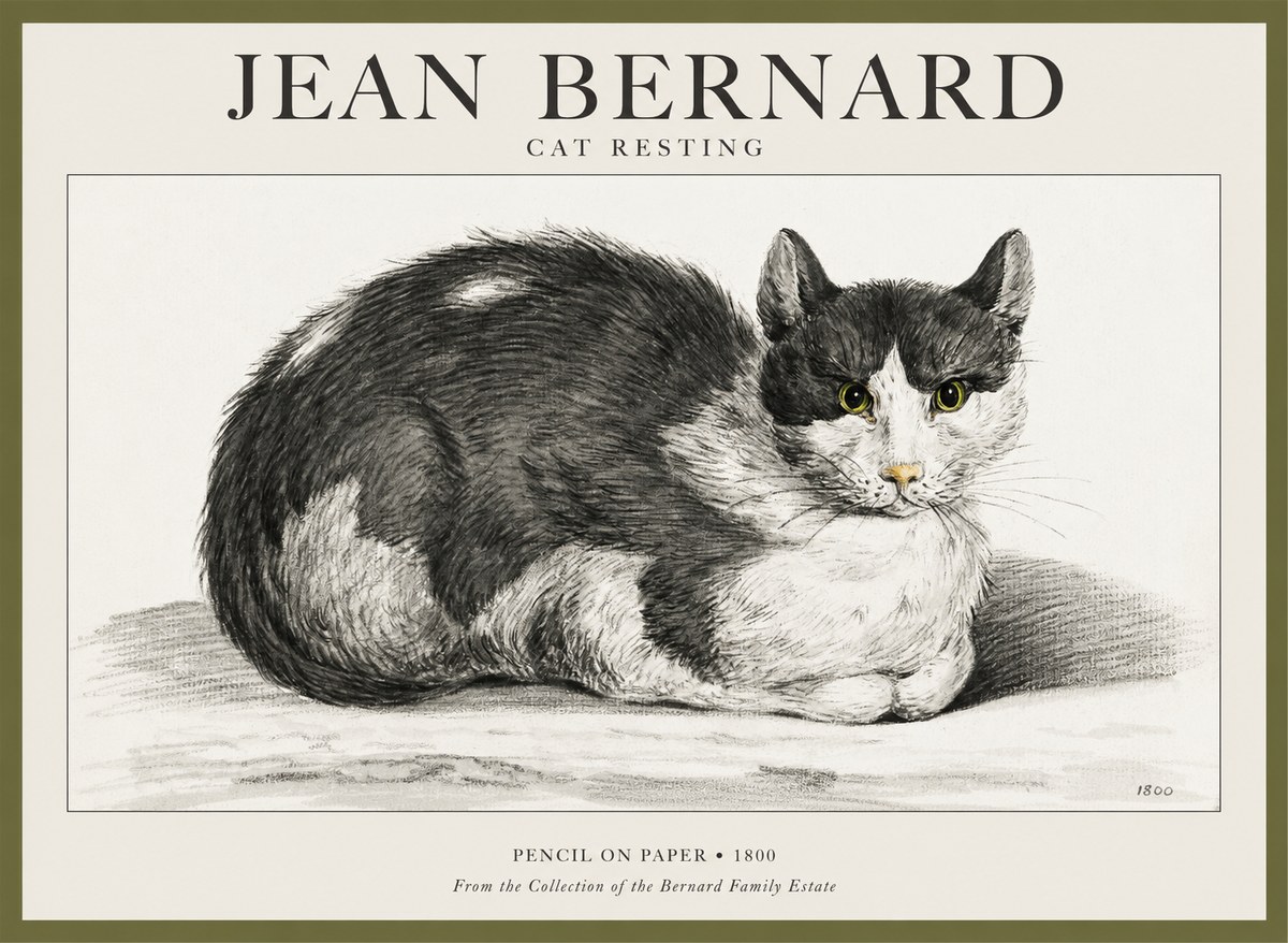 Jean Bernard Cat Resting No1 - Poster