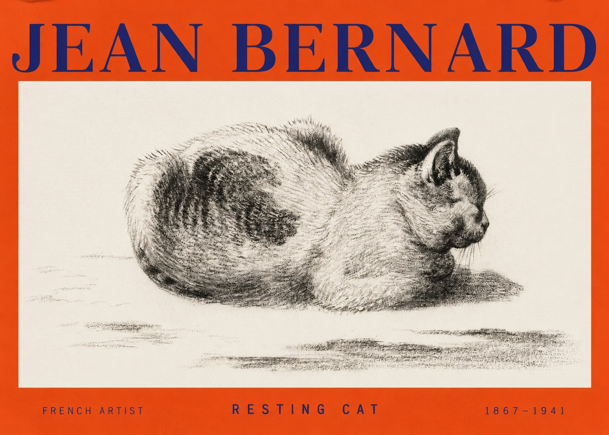 Jean Bernard Resting Cat No2 - Poster