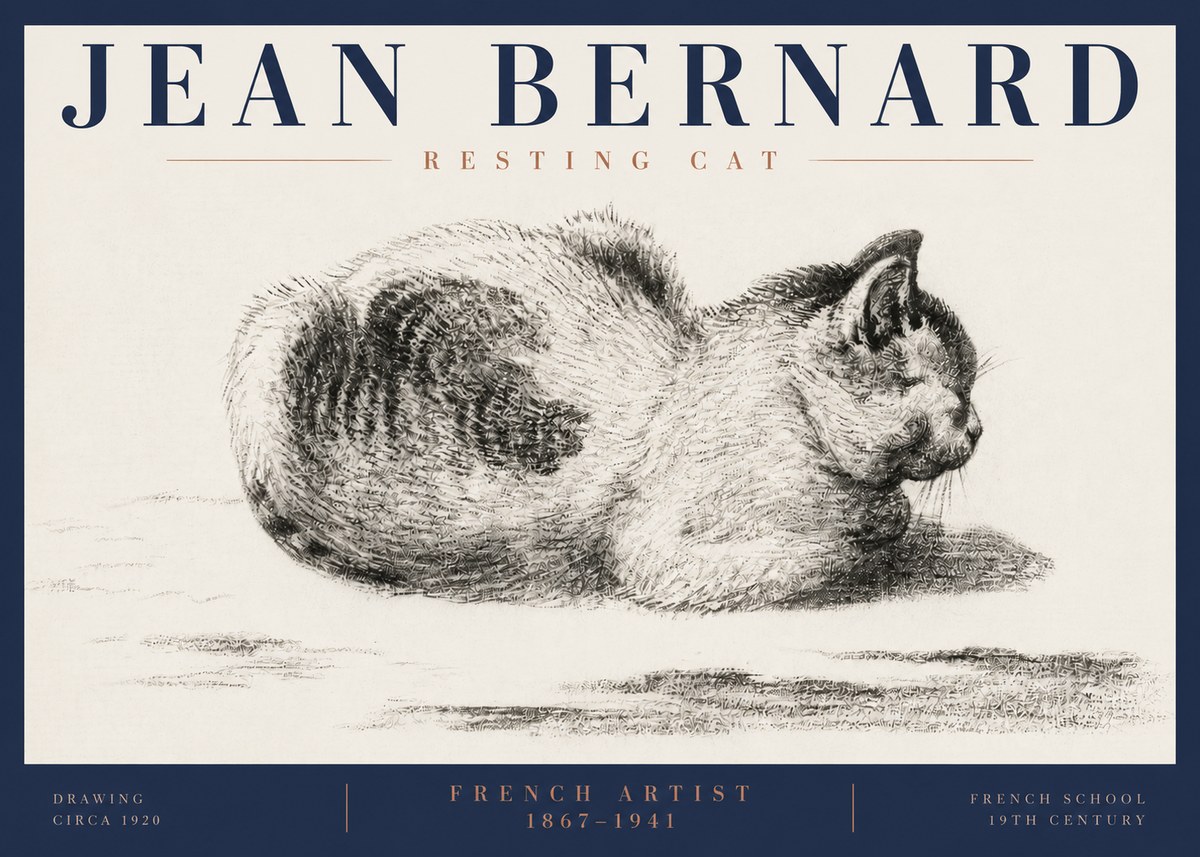 Jean Bernard Resting Cat No6 - Poster